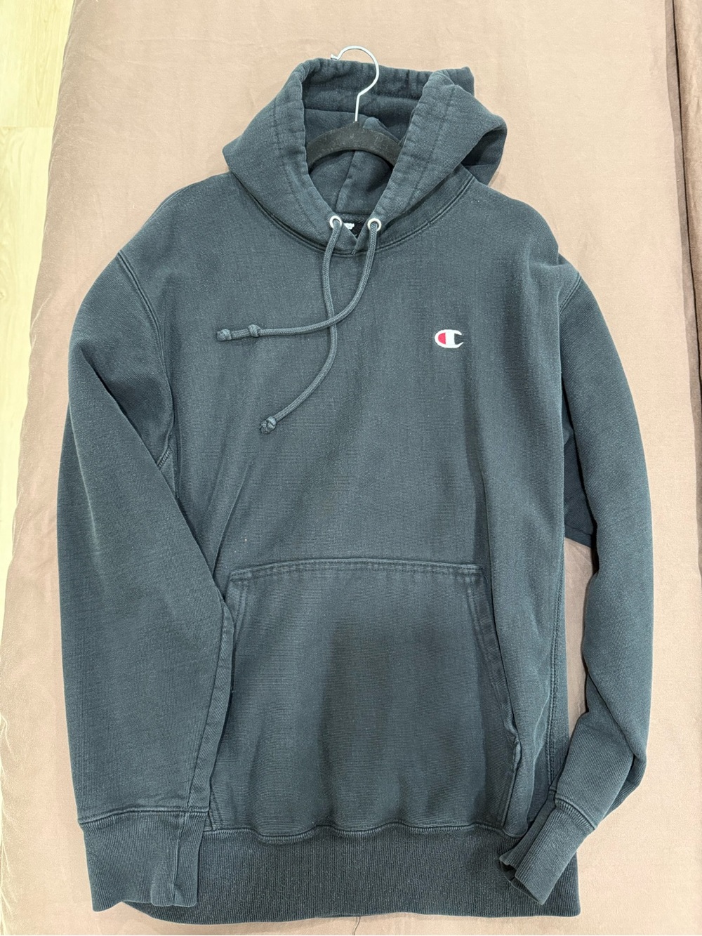 Champion Black Pullover Hoodie with Small Chest Logo